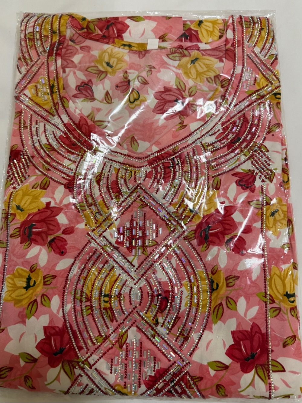 Floral Beaded Pink Women’s abaya with belt
